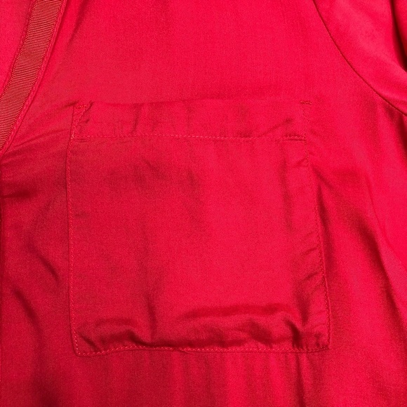 Street One Womens Red German Brand Long Sleeve Blouse Size 8 Pearl Snaps - Picture 3 of 11